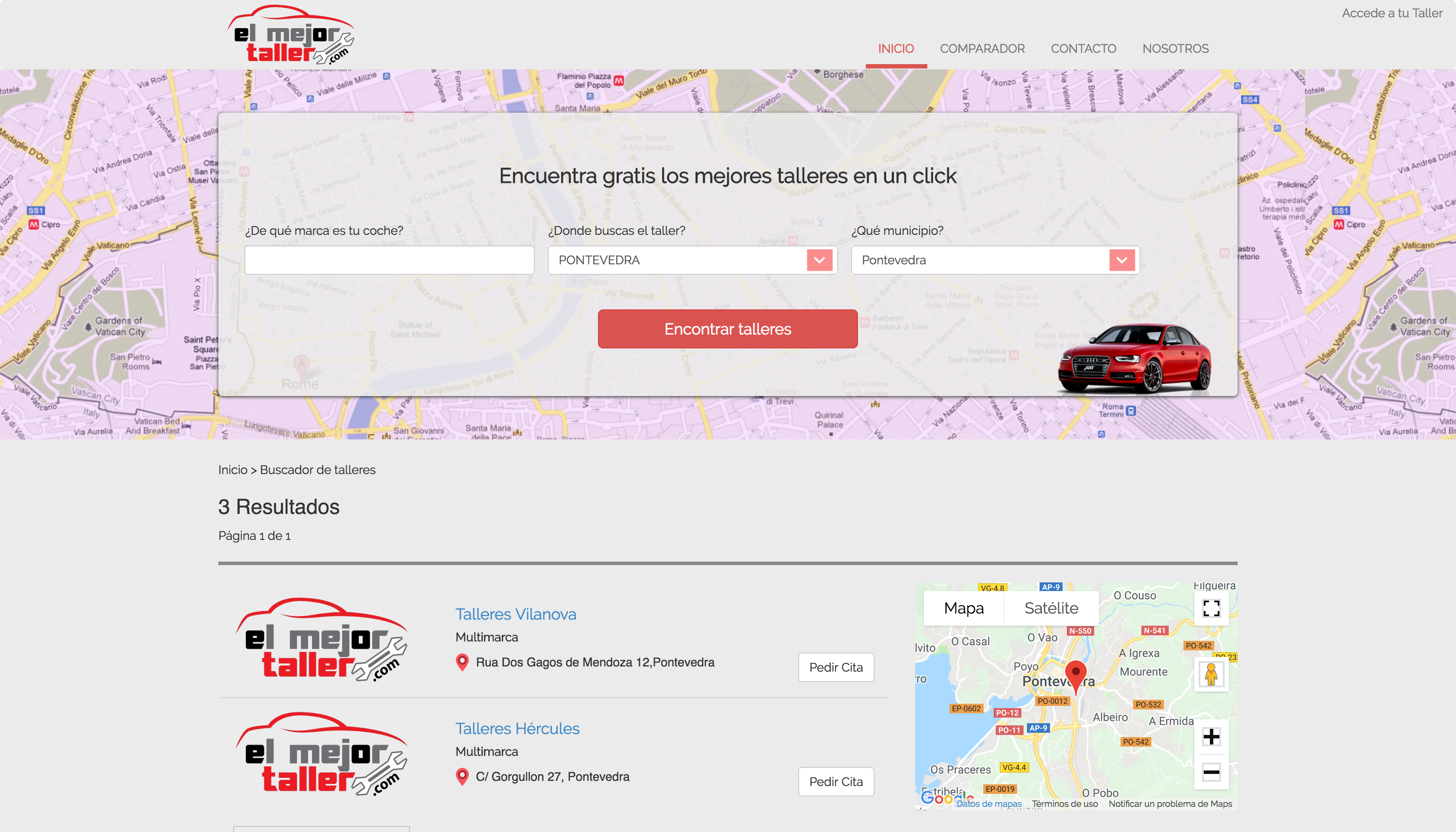 Captura de pantalla de la web de el mejor taller